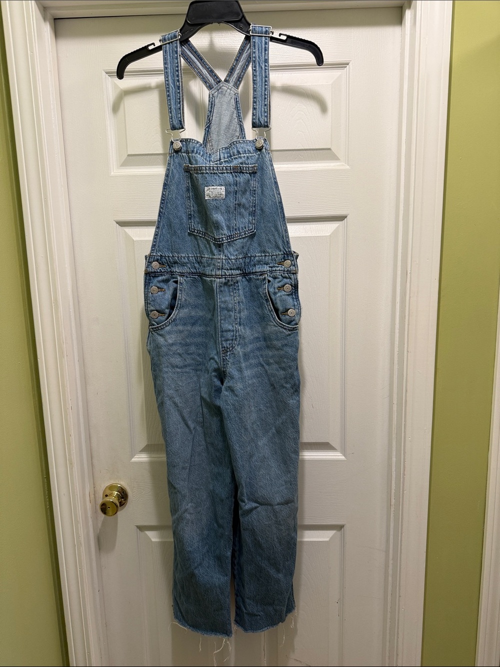Levi’s Two Horse Brand Denim Overalls Small Cropped Raw Hem